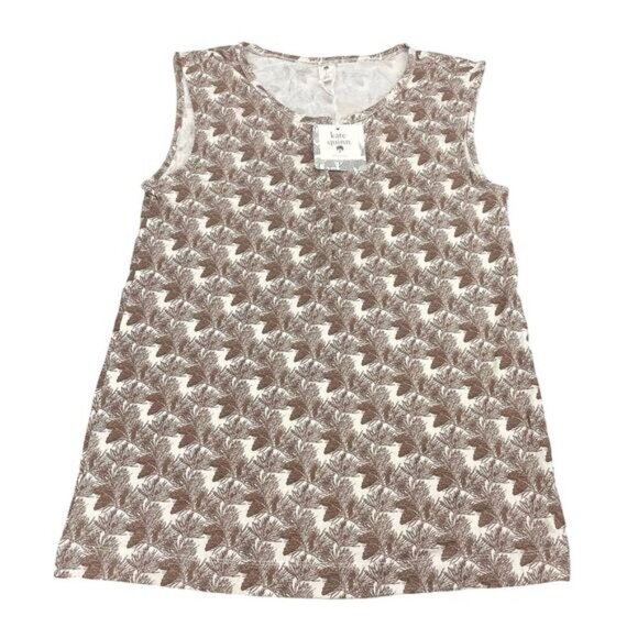 NWT KATE QUINN Forest Pine Print Half Button Up Short Sleeve Top Sz Large - Picture 3 of 6